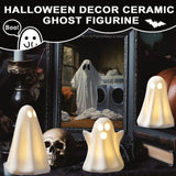 Light Up Ghost Halloween Decor,Ceramic Halloween Ghost Decorations Indoor