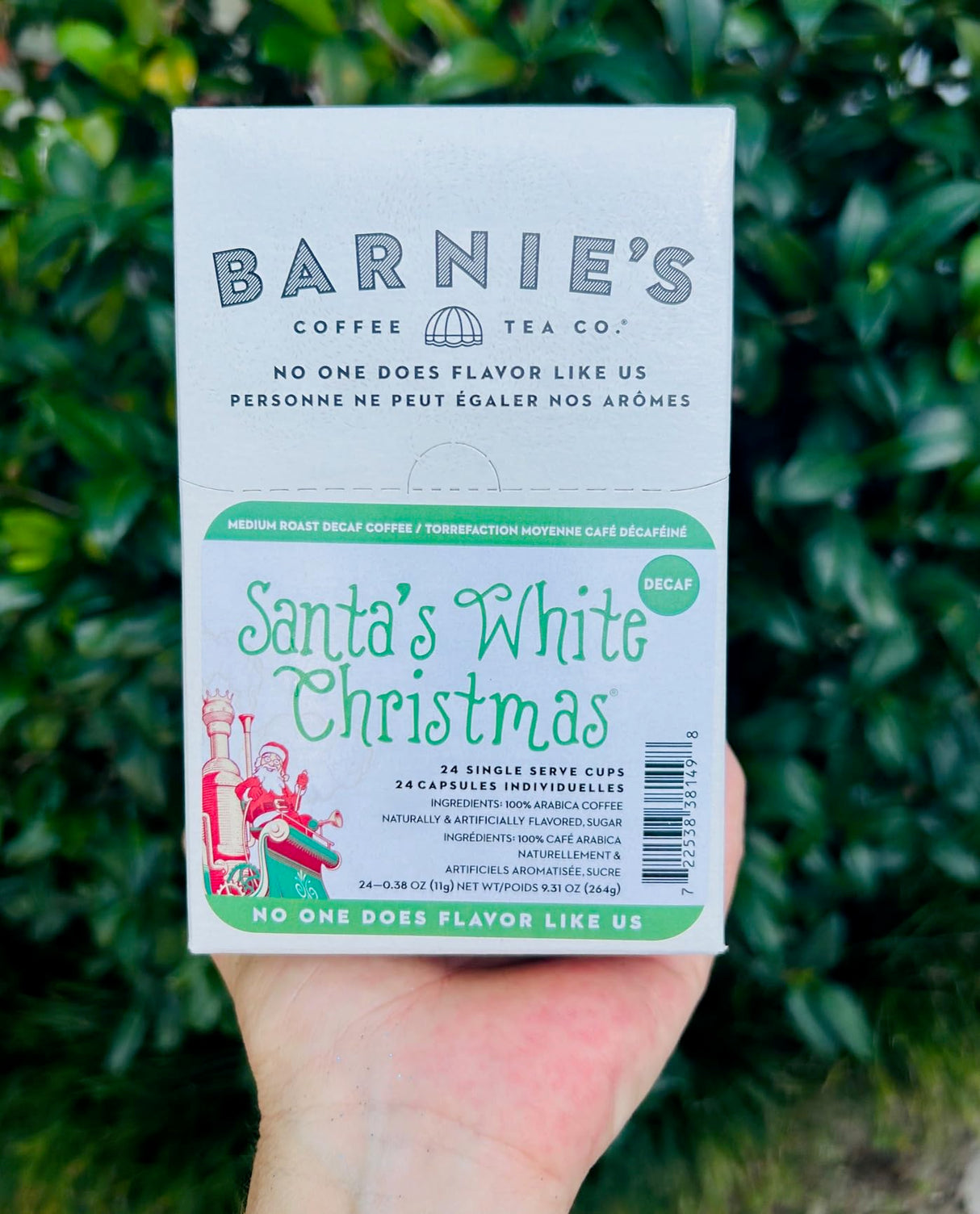 BARNIE'S COFFEE TEA CO. Single Serve K cups for Keurig Brewers Medium Roast Arabica Coffe Beans, Decaf Santa's White Christmas, 22 Count