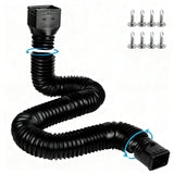 plusgutter 16.5ft Long Gutter Downspout Extensions Flexible, 4" Diameter Drain Downspout Extender, Down Spout Drain Extender for Rainwater Drainage, Extendable from 3.4ft to 16.5ft(1Pack Black)