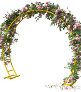 Queension Metal Arch Backdrop Stand 8Ft Wide 7Ft High, Wedding Arch Frame for Wedding Decorations, Balloon Arch Stand with Base for Ceremony, Outdoor Garden Arch Trellis for Climbing Plants, Gold
