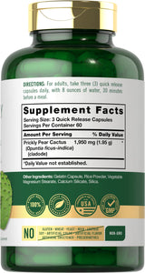 Carlyle Prickly Pear 1950 mg | 180 Capsules | Nopal Cactus Supplement | Non-GMO, Gluten Free