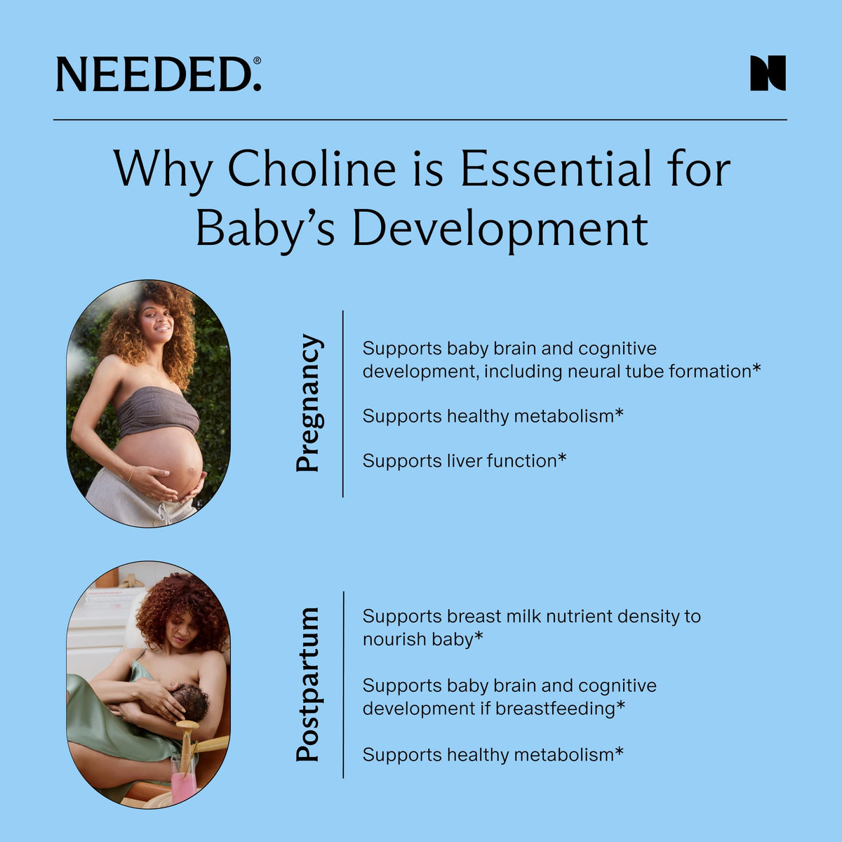 Needed.® Prenatal Choline+ for Cognitive Development, 30 Liquid Capsules