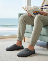 VeraCosy Men's Two-Tone Cozy House Slippers Dark Gray/Blue, 11-12 US