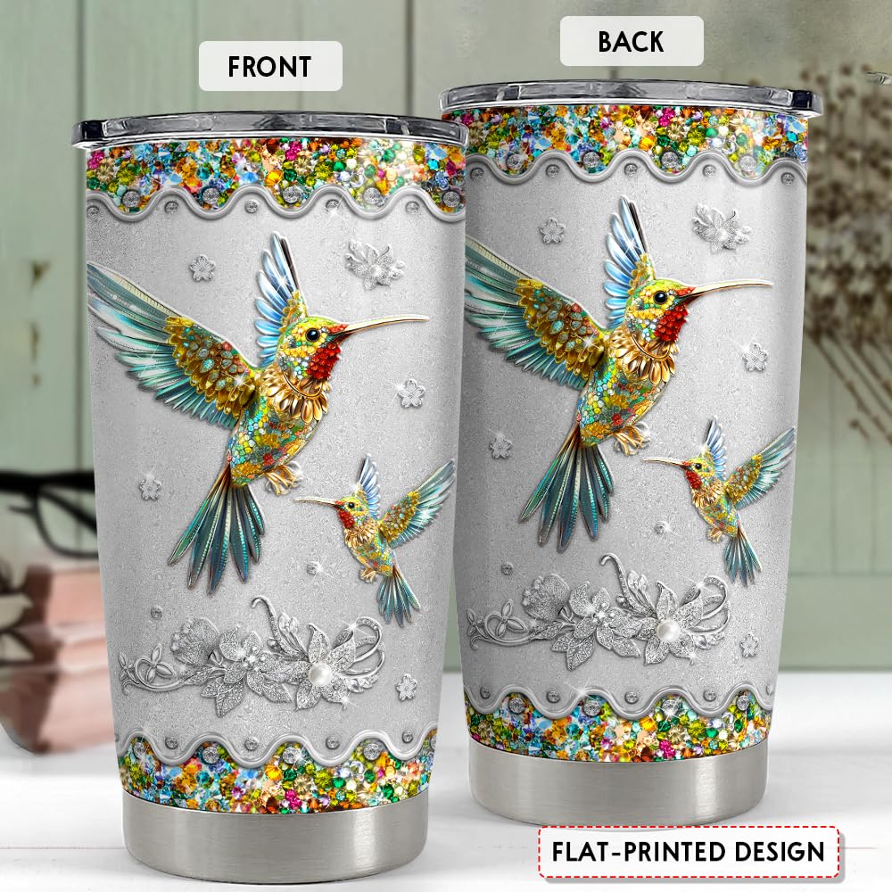 SANDJEST Hummingbird Gifts for Women Hummingbirds Tumbler 20oz Jewelry Drawings Stainless Steel Insulated Tumblers Coffee Travel Mug Cup Gift for Birthday Christmas