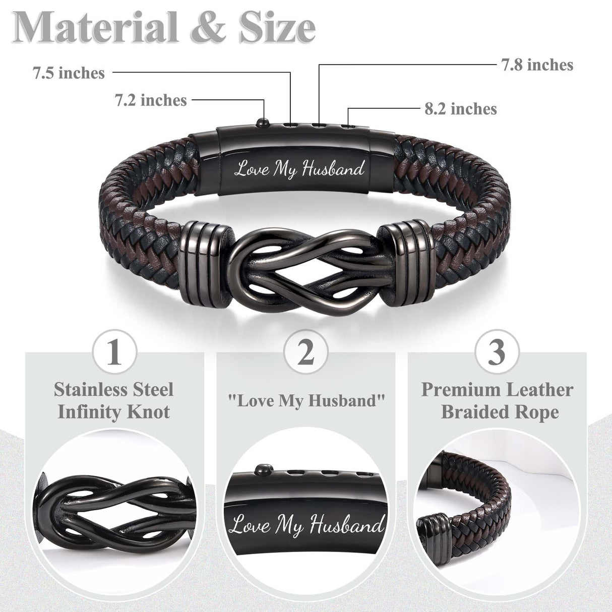 EFVISD Gift for Husband from Wife, Husband Bracelet for Him Men