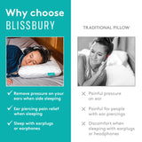 BLISSBURY Piercing Pillow with Ear Hole for Sleeping with Sore Ear Pain | Adjustable Memory Foam with Holes for chondrodermatitis CNH | Piercing Pillow for Side Sleepers