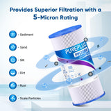 PUREPLUS 5 Micron 10" x 4.5" Whole House Pleated Sediment Filter for Well Water, Replacement Cartridge for GE FXHSC, Culligan R50-BBSA, Pentek R50-BB, DuPont WFHDC3001, W50PEHD, GXWH40L, 3Pack
