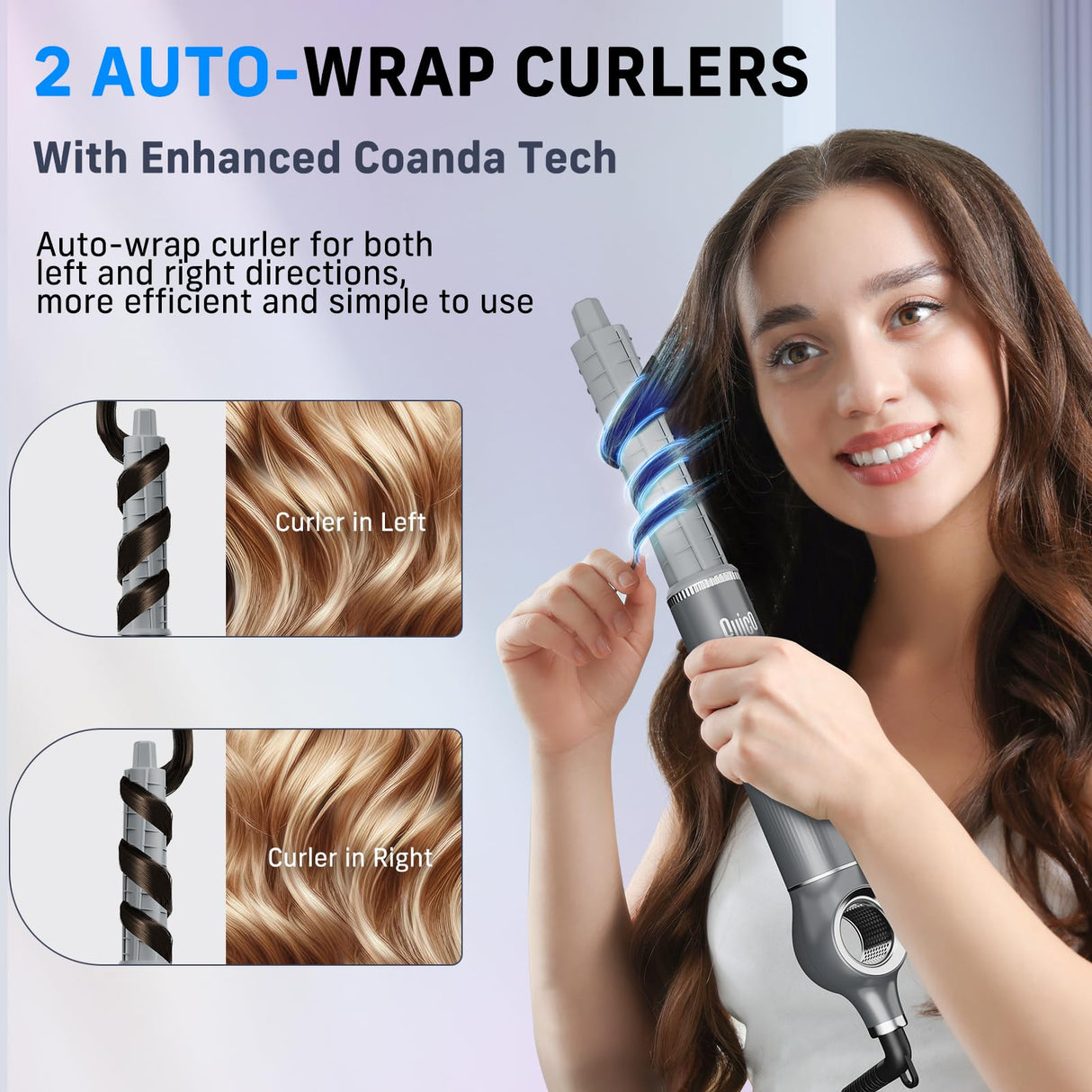 5 in 1 Hair Dryer Brush, QUICO Hair Styler 110,000 RPM 7X Faster Hair Dryers for Women 500 Million Negative Ionic Volumize Blow Dryer Brush, Hair Straightener, Air wrap Hair Styler Curl No Heat Damage