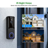 SiloPosh 1080P Wireless Wi-Fi Video Doorbell Camera, Dome Home Security, Night Vision, Two-Way Audio, Cloud Storage, Smart AI Motion Detection, Live View, Battery Powered, Indoor Outdoor Surveillance