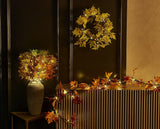Hairui Lighted Maple Leaf Garland with Timer 6FT 24 Warm White LED, Fall Garland with Lights Battery Operated for Thanksgiving Harvest Christmas Wedding Decoration Indoor Outdoor