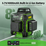 Huepar Laser Level 360 Self Leveling, Rechargeable Green Laser 3x360° Cross Line Lazer Leveler 3D Level Laser Tool for Construction and Picture Hanging, Strong Magnetic Bracket&Hard Carry Case -HM03CG