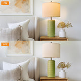 PoKat 23" Green Ceramic Table Lamps Set of 2, Farmhouse Table Lamps for Living Room, Modern Lamps for Bedroom Night Stands, Traditional Nightstand Desk Lamps, Medium