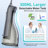 COSLUS Water Dental Flosser Teeth Pick: Portable Cordless Oral Irrigator 300ML Rechargeable Travel Irrigation Cleaner IPX7 Waterproof Electric Flossing Machine for Teeth Cleaning C20(F5020E) Grey