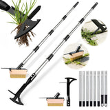 2 Crack Weeder Tool Set—5.1in Extended Metal Crevice Weeding Brush & Multi-Blade L-Shape Manganese Steel Weed Puller,Weeding Moss Remover Tool for Weeding