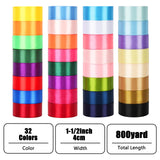 NESCCI 800 Yards Ribbon,1-1/2 Inch Satin Ribbon,Single Face Satin Ribbons, Perfect for Gift Wrapping,Wedding Decoration,Handmade Bows,Wrapping Bouquet and More