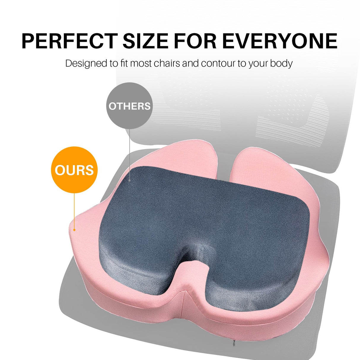 DAPOTUGI X Large Memory Foam Seat Cushion for Office Chair,for Back Support, Relief Sciatica & Tailbone Coccyx Pain Relief Cushion Pillow, for Long Sitting, for Car/Office Chair/Wheelchair (Pink)