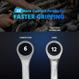 DISEN 10Pcs Ratcheting Wrench Set SAE & Metric Ratchet Wrench Set with Rack Organizer, Premium CR-v Steel, 12 Point, 72 Teeth,Box End and Open End Ratcheting Wrench Set,Metric 10-15mm&SAE 3/8''-5/8''
