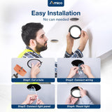 Amico 4 Pack 4 Inch Black 5CCT Ultra-Thin LED Recessed Light with Junction Box, 2700K/3000K/3500K/4000K/5000K Selectable, 10W Eqv 60W 800LM Dimmable Canless Wafer Downlight, ETL & FCC