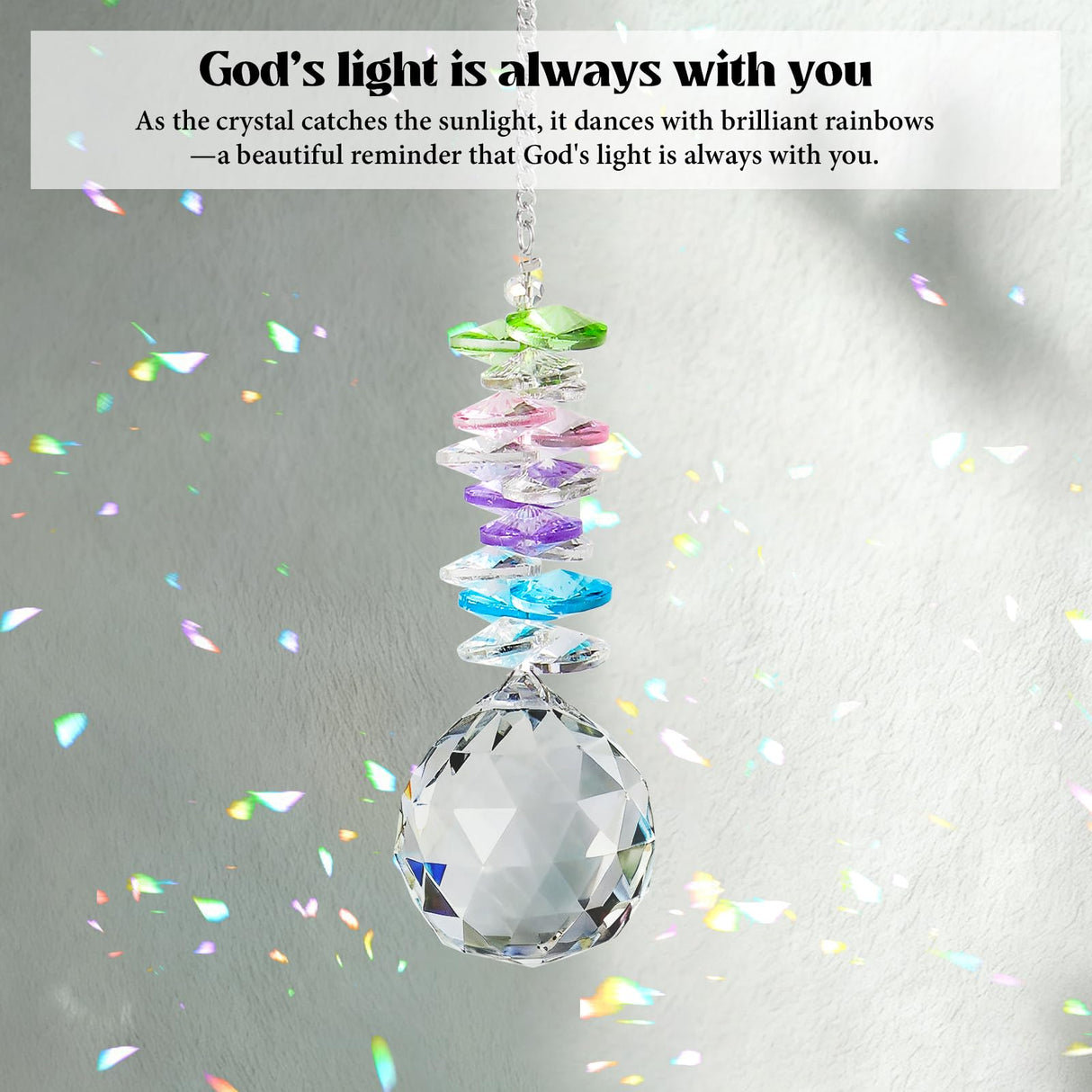 Elivida Christian Gifts for Women, Heart-Shaped Suncatcher with Cross - Religious Birthday Ornament with Scripture The Lord is My Light and My Salvation - Inspirational Catholic Spiritual Gifts
