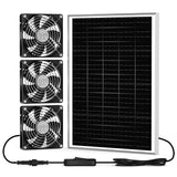 pqins New 5.5" Solar Chicken Coop Fan 3 Kit, 35W Solar Powered Exhaust and Intake Greenhouse Fan Outdoor Waterproof, 16.5ft Cord, Strong Airflow, for Shed Air Circulation and Ventilation, No Battery