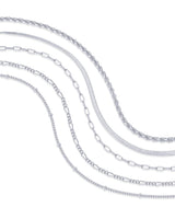 PAVOI Rhodium Plated Chain Bracelet Pack for Women | Jewelry Set of 5 Stackable Bracelets Paperclip Snake Rope Figaro Station Beaded Chains