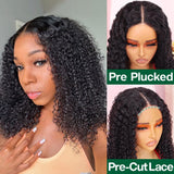 Curly Bob Wig Wear And Go Glueless Human Hair Pre Plucked Pre Cut 5x5 Hd Lace Closure Wigs Human Hair Wig Short Curly Wigs For Black Women Jerry Curl Wig 200Density 14 Inch