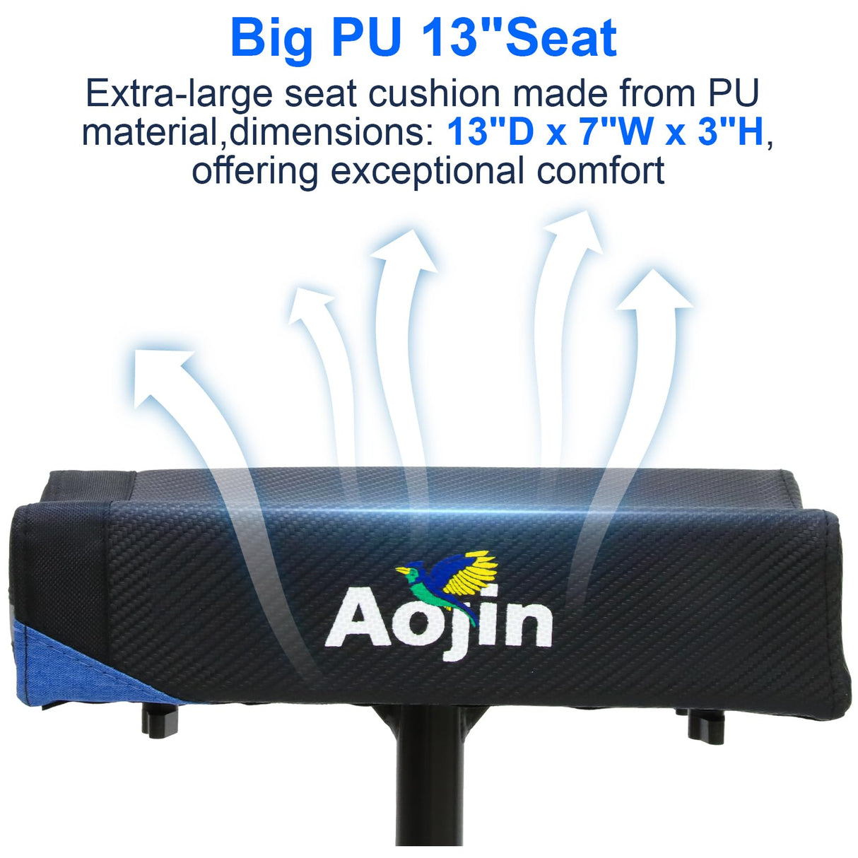 Aojin Knee Scooter, 300lbs Capacity, 13" Big PU Seat, All Terrain Foldable Knee Scooter Walker with Bag for Foot Injuries Compact Crutches Alternative (Blue)