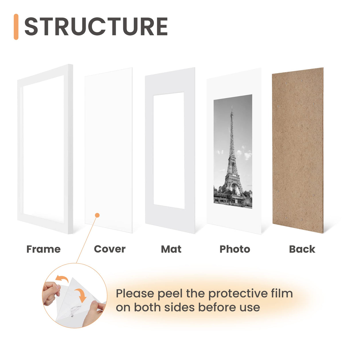 upsimples 8x10 Picture Frames, Gallery Wall Frames Set of 5, White
