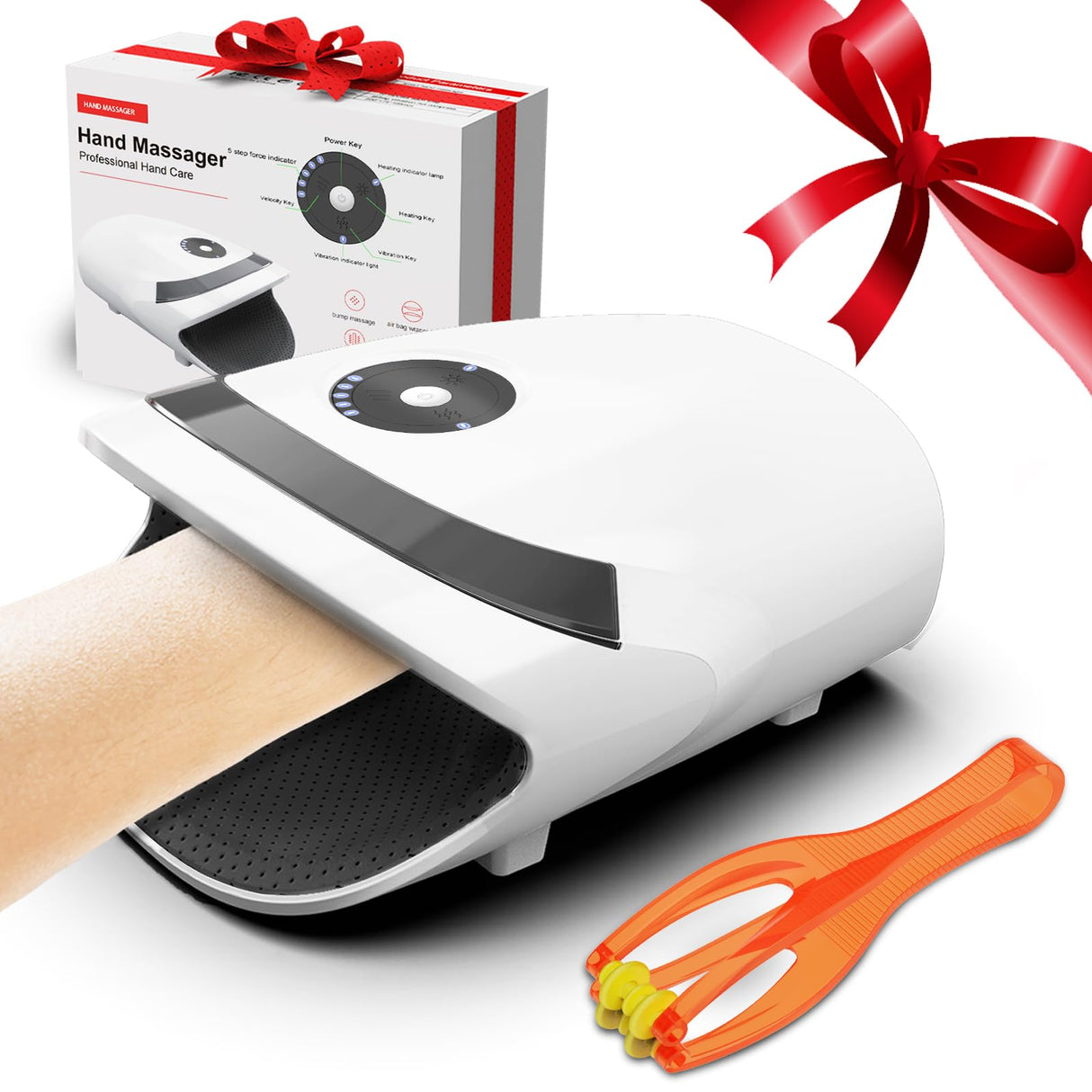 Xllent Christmas Gifts for Women,White Elephant Gifts for Adults - Hand Massager with Compression & Heating,Electric Hand Massager for Arthritis and Carpal Tunnel(White)