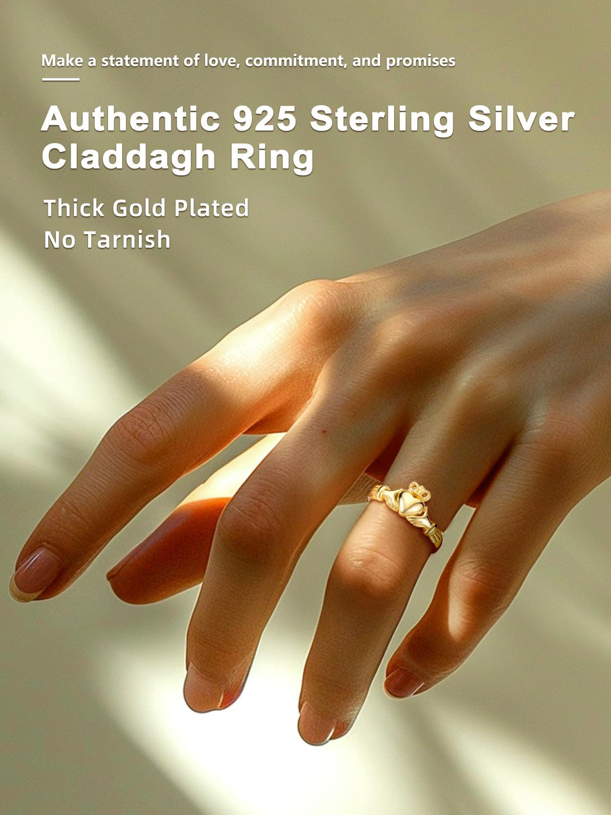 Bestyle Gold Claddagh Rings for Women Hypoallergenic Sterling Silver Women Gold Rings, Irish Infinity Love Ring Promise Ring for Her, Dainty Silver Gold Rings for Women