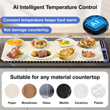 Silicone Food Warmers for Parties Buffet XL:32''X15'' Extra Large Warming Mat for Food 450W Max 248°F Portable Rolled-up Even Heating in 8S 9-Level Temp Auto Power Off-Beige
