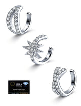 Mossanite 925Sterling Silver Earring Clip on Earrings Women(18K White Gold)