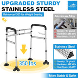 Toilet Safety Rails (380 lb) - Heavy Duty Stainless Steel Toilet Safety Frame with Handles - Adjustable Medical Toilet Stand Alone Support for Elderly Seniors Handicap & Disabled - Fits Most Toilets