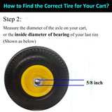 Flat Free 4.10/3.50-4 Tire with 3/4 & 5/8 Axle Bore, 3.5” Center Hub 10 inch Solid Tire Replacement for Hand Truck/Wagon/Garden Cart/Wheelbarrow/Dolly(Set of 2)