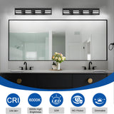 IZORRO LED Modern Bathroom Lights Fixtures(4-Light,Dimmable,360°Rotate),Matte Black Acrylic Wall Lighting,Vanity Lights for Bathroom Over Mirror - 6000k 24In （No Assembly Required）