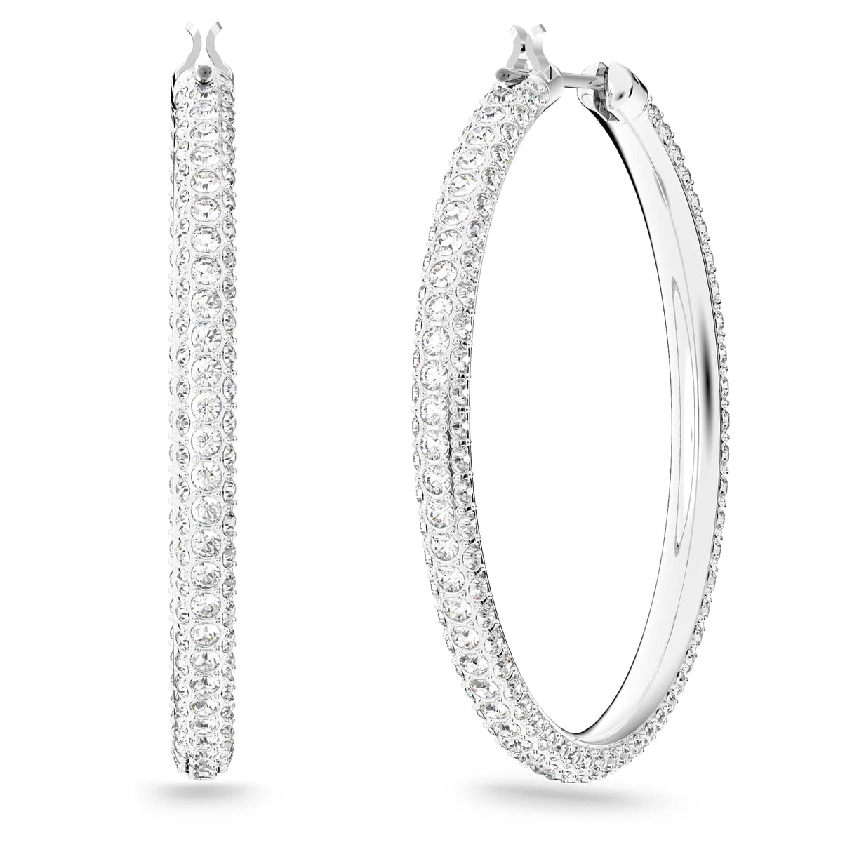 Swarovski Dextera Women's Hoop Pierced Earrings with White Crystals in a Rhodium Plated Setting