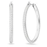 Swarovski Dextera Women's Hoop Pierced Earrings with White Crystals in a Rhodium Plated Setting