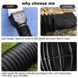 plusgutter 16.5ft Long Gutter Downspout Extensions Flexible, 4" Diameter Drain Downspout Extender, Down Spout Drain Extender for Rainwater Drainage, Extendable from 3.4ft to 16.5ft(1Pack Black)