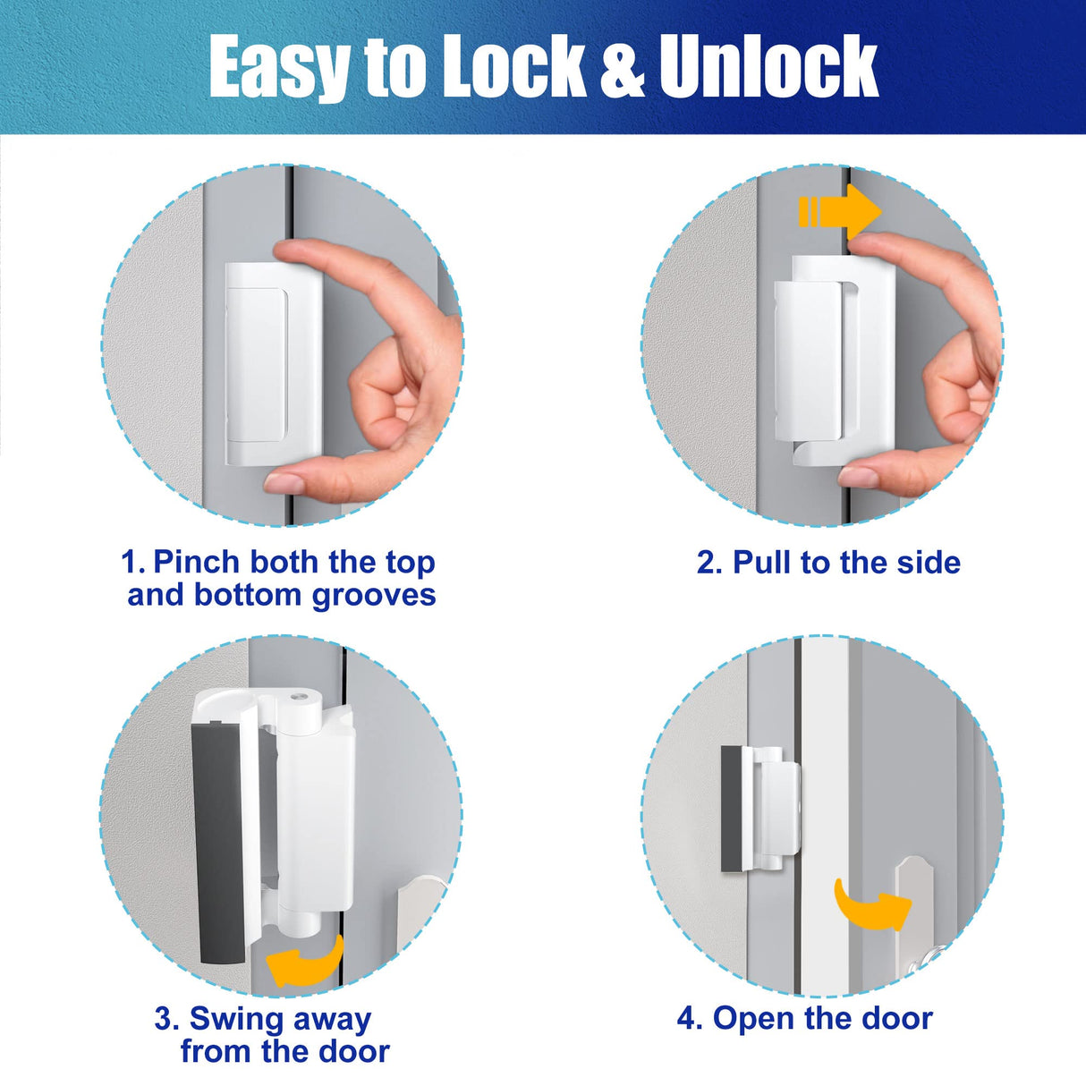 2Pack Door Reinforcement Lock Withstands 800lbs of Force - White Extra Proof Door Lock for Kids Safety Drilling Required,Prevents Unauthorized Entry,Add a Door Security Locks for Home Safety & Privacy