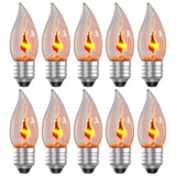 Hompavo Upgraded Flame Light Bulbs, E26 Flickering Fire Light Bulbs Flame Candle for Halloween Christmas Party Patio Porch Home Indoor & Outdoor Decorations - 10 Pack
