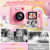 Yunaking Kids Camera Instant Print, Birthday Christmas Girls Gift 3-12 Pink