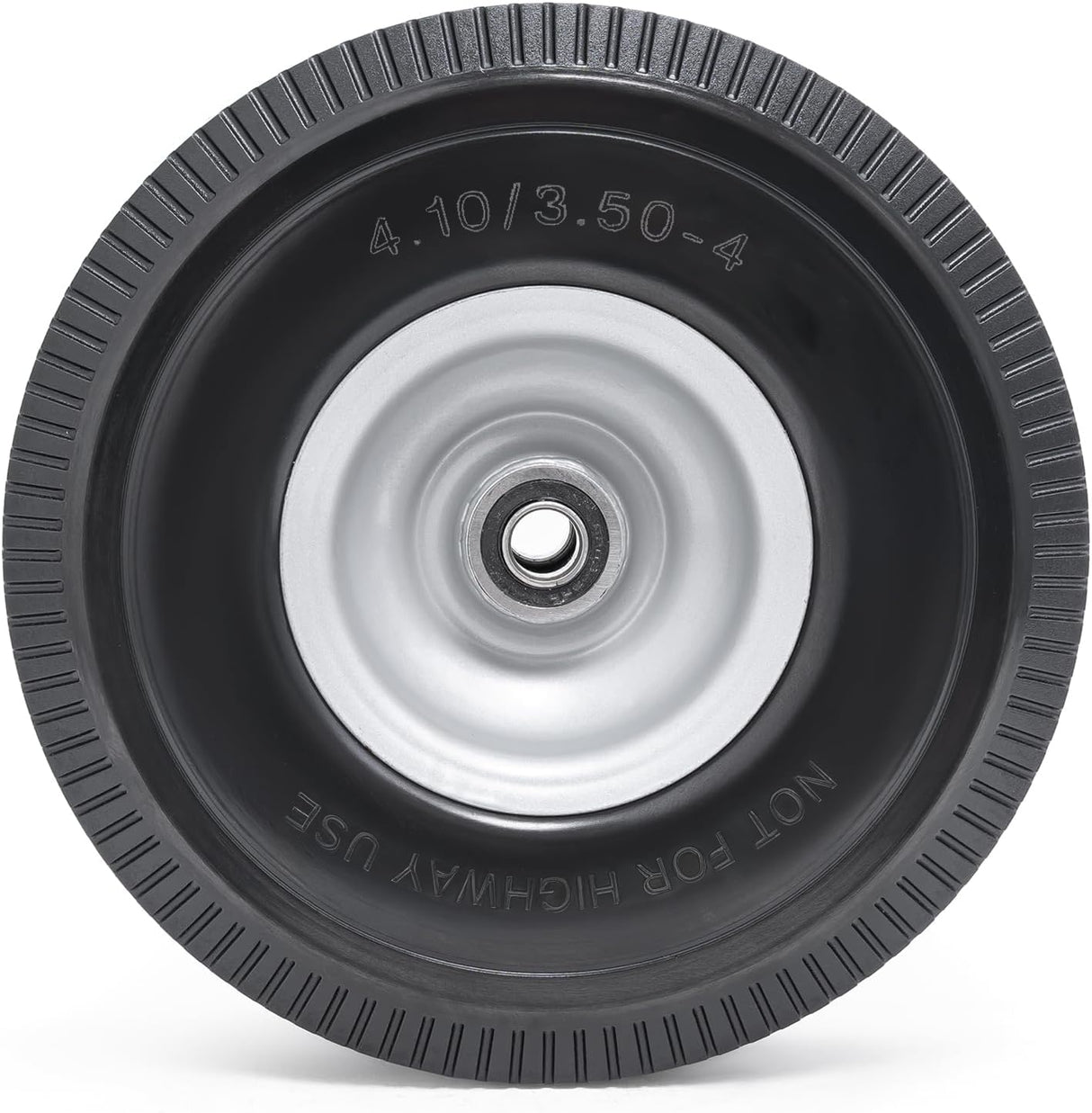 CYHOBK 2-Pack 4.10/3.50-4" Flat Free Solid Rubber Tires - 10" Replacement Wheels with 5/8" Axle Bore, 2.2" Offset Hub for Gorilla Cart, Hand Truck, Garden Wagon, Dump Carts - Puncture Proof