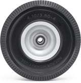 CYHOBK 2-Pack 4.10/3.50-4" Flat Free Solid Rubber Tires - 10" Replacement Wheels with 5/8" Axle Bore, 2.2" Offset Hub for Gorilla Cart, Hand Truck, Garden Wagon, Dump Carts - Puncture Proof