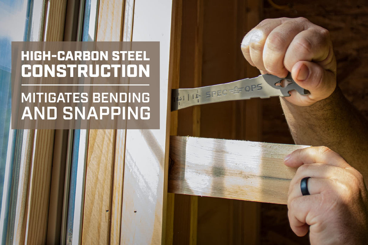 Spec Ops Tools Trim Bar, Pry Bar for Carpentry & Nail Pulling, High-Carbon Spring Steel, Beveled Edges, 9.5" Multi Pack