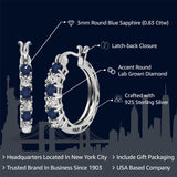 Gem Stone King 925 Silver Blue Sapphire and Lab Grown Diamond Hoop Earrings