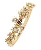 Betsey Johnson Bumble Bee & Mixed Flower Hinged Bangle Bracelet