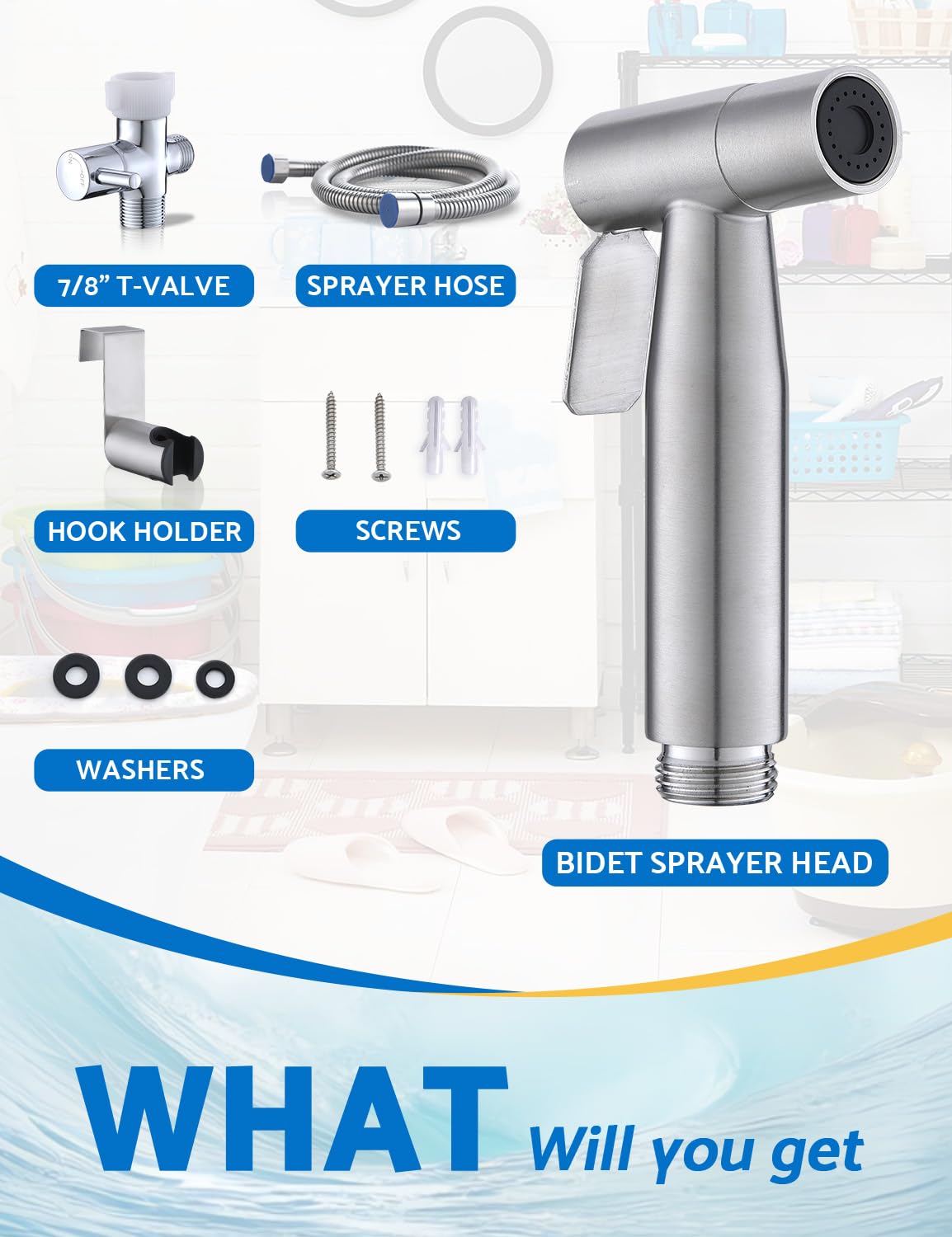 3 Packs BRITULIF Handheld Bidet Sprayer for Toilet, Hand Sprayer Bidet with Adjustable Jet Spray for Toilet Bidet Handheld Cloth Diaper Sprayer Set Muslim Shower for Bathroom