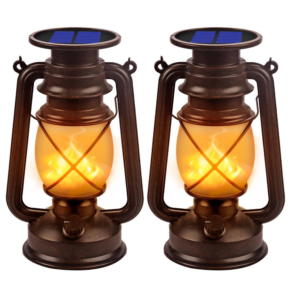 Marlrin Solar Lanterns Outdoor Waterproof 2 Pack LED Flickering Light