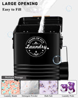 Laundry Detergent Powder Container Dispenser Holder for Laundry Room Organization. Metal Laundry Soap Dispenser with Scoop and Lid. Modern Farmhouse Laundry Room Decor and Accessories (Black)