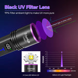 TrixHub 365nm Black Light Flashlight, UV Flashlight Rechargeable with LCD Display, Powerful Ultraviolet Lights for Pet Urine Detection, Resin Curing, Rockhounding, Scorpion, Uranium Glass, A/CLeak